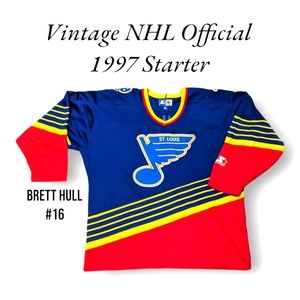 Vintage Official NHL St. Louis Blues 1997 Brett Hull #16 Jersey XL Starter